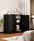 Black resin outdoor storage cabinet with open door showing shelves; Resin Outdoor Storage Cabinet Weatherproof for Patio Garden Backyard