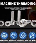 440Pcs M4 Stainless Steel Screws Nuts And Bolts Kit With Phillips Pan Head Bolts Nuts And Washers 304 Grade Durable