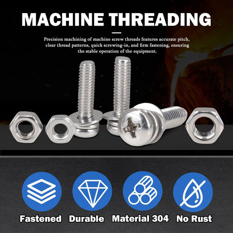 440Pcs M4 Stainless Steel Screws Nuts And Bolts Kit With Phillips Pan Head Bolts Nuts And Washers 304 Grade Durable