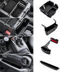 Center Console Organizer Kit For Jeep Wrangler JL JLU And Gladiator JT 2018 2023 4 piece set with gear shift and tray close-ups