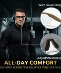 Outdoor Safety Shooting Glasses Anti Fog Tactical Goggles With 3 Interchangeable Lenses And Hard Case Lightweight Durable PC Frame Scratch Resistant All Day Comfort For Men And Women Khaki with adjustable nose pad shown.