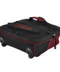 Travelers Club 32-inch expandable rolling duffel bag, black with red trim and wheels