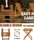 Folding Wooden Side Table, Portable And No Assembly Needed, ideal for patio and camping, shown folded and unfolded.