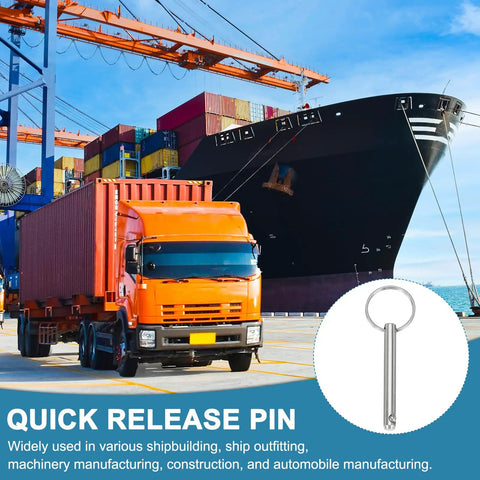 Quick Release Pins 1/4 Inch Diameter, 1.5 Inch Usable Length, 2.76 Inch Total Length, Marine Grade Carbon Steel, Bimini Top Pins