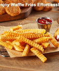 TERUISI crinkle-cut potato blade accessory for GJ817 electric chopper; fries on parchment.