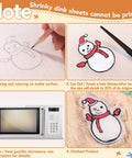 Shrink Plastic Craft Kit With 155 Pieces For DIY Jewelry And Keychains Includes 25 Shrinky Sheets 7.9x5.7in 100 Opening Jump Rings 10 Ear Hooks 10 Keychains 10 Chains And Instructions For Ages 14 Plus showing snowman shrink process in four steps