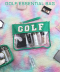 Golf Gifts Must Have Cosmetic Makeup Bag With Chenille Patch Clear PVC Organizer Pouch with toiletries on colorful background