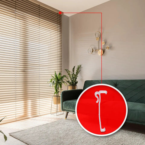 Top Notch Three Inch Valance Clips For Window Shades And Blinds With Slick Universal Bracket Setup Solid Grip Holders displayed in room.
