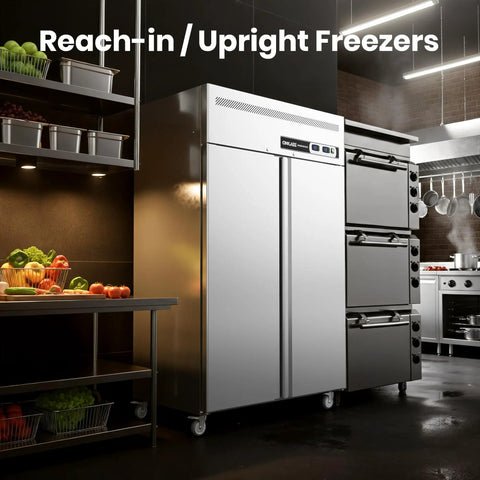 Totally Legit Commercial Upright Freezer Refrigerator Combo With Dual Temp Zones And 36 Cubic Feet Of Hella Spacious Stainless Storage in kitchen.