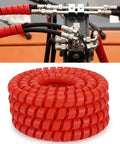 Heavy Duty Spiral Hose Wrap Protector Cover For Hydraulic Lines Half Inch Hdpe Cable Guard Sleeve Oil Heat Uv Abrasion Resistant Shield Twenty Five Foot Red Armor on machinery and stacked roll