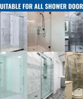 Bulletproof Leak Blocker For Frameless Shower Door Side Seal Strip With H Jamb Vinyl Insert 95 Inch Long Ultra Clear Pvc showcased in various shower door setups.
