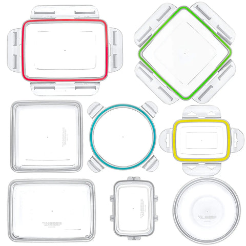 Top view of 16 Piece Clip Lock Food Storage Set with Airtight Lids for Meal Prep and Kitchen Organization, BPA-free containers