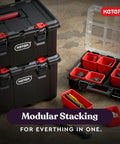 Stack N Roll Modular Tools Organizer System For Garage Storage And DIY, Three Piece Resin Rolling Toolbox Set, durable black