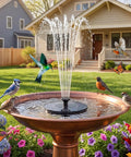 Solar Bird Bath Fountain With Six Nozzles Solar Powered Floating Pond Pump for garden attracting birds with bold water spray