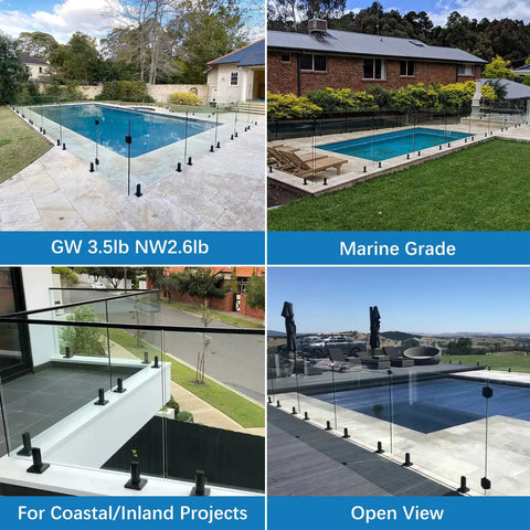 4 Pack Matte Black Glass Pool Fence Spigots SS2205 Marine Grade Built For Decks And Balconies Railing Balustrade Clamp Brackets