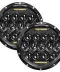 7 Inch Round LED Headlights H6024 Hi Lo Beam DRL DOT Approved Black Housing, dual lights image showing lens and design