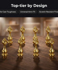 Golden Zinc Alloy Shelf Rail Brackets Set 24 Pieces With Enhanced Stability on wooden surface