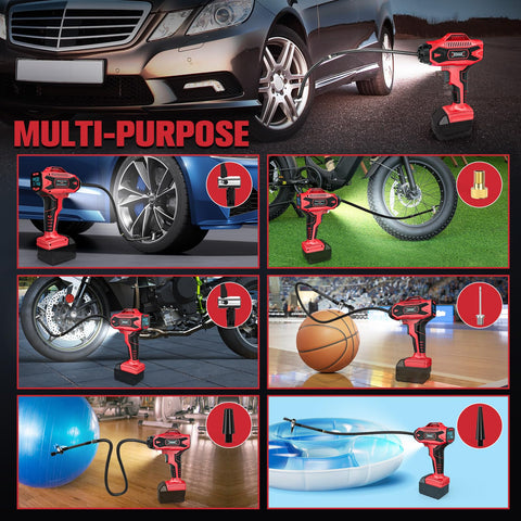 Cordless Tire Inflator With Digital Pressure Gauge, Lightning Fast 30L Per Minute Inflation, Milwaukee 18V Compatible
