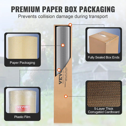 Packaging of Heavy Duty 1/4 Inch Hardware Cloth 48 Inch Wide 50 Foot Roll 23 Gauge Hot Dipped Galvanized Wire Mesh in corrugated box