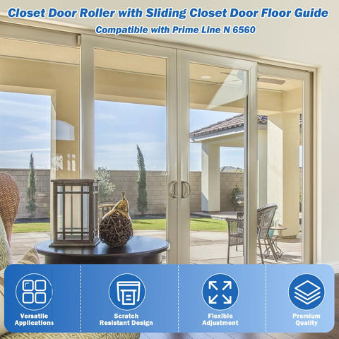 5 Piece Sliding Closet Door Roller Kit With MP6501 Rollers And N 6560 Floor Guide Includes Front And Rear Rollers