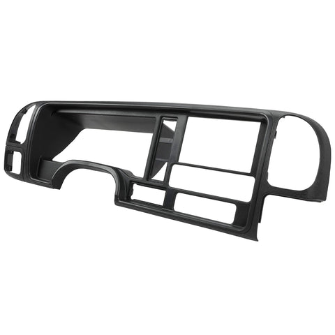 Front view of ECOTRIC double‑DIN dash panel bezel in black plastic for 1995–2002 GM full-size trucks