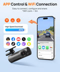 Dash Cam For Cars 1296P QHD Front Camera With 130 Degree Wide Angle Built In WiFi WDR connected to smartphone app.