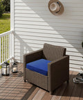 Outdoor Chair Cushions 19 By 19 By 3 Inches With Handle And Ties Waterproof And Fade Resistant Set Of 2 Blue on wicker chair