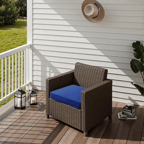 Outdoor Chair Cushions 19 By 19 By 3 Inches With Handle And Ties Waterproof And Fade Resistant Set Of 2 Blue on wicker chair