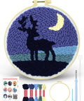 DIY Punch Needle Kit For Beginners With Elk Pattern, All In One Embroidery Set With Hoop, Colorful Yarn, Punch Needle Pen