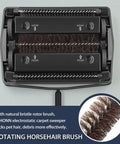 Manual Carpet Floor Sweeper With Dual Horsehair Brush Roll Quiet Non Electric Push Broom For Snagging Pet Hair And Lint No Sweat Home Cleaning Gear Black, close-up of rotating horsehair brush.