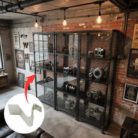 16 Pcs Adjustable Shelf Clips For Metal Shelving And Cabinets in modern industrial room with exposed brick wall