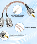 UHF Male To Dual UHF Female Splitter Cable PL 259 To SO239 Coax RG316, 15cm, silver plated copper, FEP, for ham radio gear.