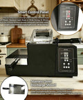 Top Shelf Electric Coffee Bean Roaster With Smooth Drum Rotation And No Sweat Temp Control featuring smart control panel and stainless steel discharge shovel.