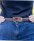 Quick Release Women Belt Buckle For Jeans Auto Buckle Waist Strap Fastener Versatile Fashion Accessory on brown belt.