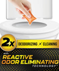 Premium Orange RV Toilet Drops Featuring Reactive Odor Eliminating Technology That Kicks Black Tank Stench To The Curb For A Chill Camper Cleanup A Solid 30 Pack being dropped into a toilet.