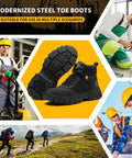 Waterproof Steel Toe Boots For Men 6 Inch Comfort Fit Work Boots With Tough As Nails Indestructible Steel Toe Lightweight Non Slip