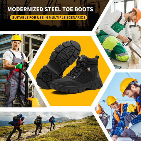 Waterproof Steel Toe Boots For Men 6 Inch Comfort Fit Work Boots With Tough As Nails Indestructible Steel Toe Lightweight Non Slip