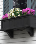 Fairfield Window Box Brackets 2-Pack Black Plastic For Cape Cod And Fairfield Models with blooming flowers