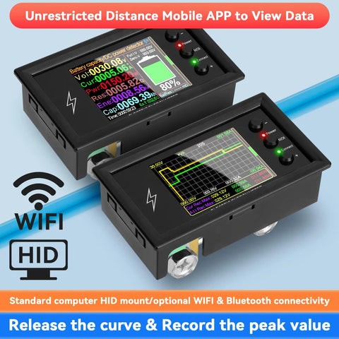 DC Bidirectional Ammeter 0-420V 500A With LCD Display Digital Multimeter Tester And WiFi Remote Control Via App For IoT Smart Monitoring Pro Grade Unlimited Distance Voltage And Current Measurement with two black LCD modules