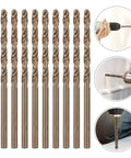 Kickass 10 Piece Cobalt Steel Drill Bits Kit For Hardened Metal High Speed Twisted Bit Set For Stainless Steel And Cast Iron Built Tough With Serious Wear Resistance To Get The Job Done Fast, 10 cobalt bits
