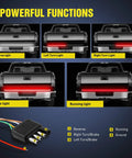 Diagram showing 49 Inch LED Tailgate Light Strip With 90 LEDs In Red And White For Running Lights, Brake, Turn Signals, Reverse
