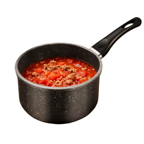 1.5 Quart Nonstick Saucepan With Detachable Handle And Swiss Granite Coating Small Multipurpose Pot For Induction Cooking PFOA Free Smokeless Pan For Quick Sauces And Everyday Meals with stew inside