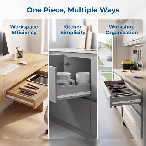 Heavy Duty Six Pcs Plastic Drawer Slide Rails 300Mm Side Mount Guide Set For Slick Furniture Upgrades with organized drawers.