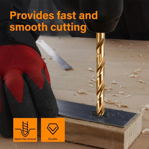 Heavy Duty 15 Pc Cobalt M35 Twist Drill Bit Kit For Metal Stainless Steel Cast Iron Wood And Plastic With Smart Storage Box, gold bit drilling wood