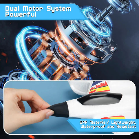 Dual motor system of Dope Amphibious RC Plane For Water Land And Air Remote Control Airplane with lightweight EPP material detail