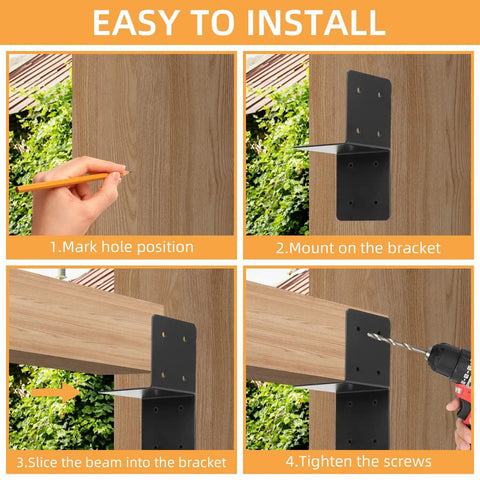 4 Piece Joist Anchor Connectors For 4x4 And 4x6 Wood Posts Heavy Duty Carbon Steel Mounting Brackets installation steps