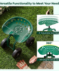 All Terrain Garden Cart With Swivel Seat Rolling Work Stool For Yard And Lawn Adjustable 360 Degree Seat Outdoor Planting Scooter on grass