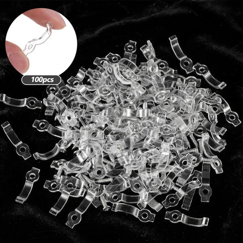 Clear Rope Light Clips Kit 100 Pack Transparent Mounting Brackets With 100 Screws On Display
