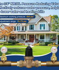 Three Quarter Inch NR3XL Pressure Reducing Valve With 400 Psi Max And Adjustable 15 To 75 Psi Factory Default 50 Psi Durable Cast Bronze Body Smart Water Saver That Slashes Waste And Cuts Your Water Bill, 3/4-inch valve with gauges
