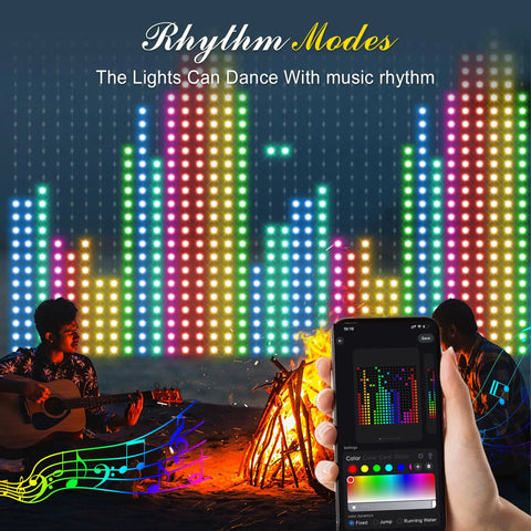 Smart Curtain Lights 400 LED Color Changing 6.6ft By 6.6ft With App And Remote Dynamic DIY Fairy String Lights in rhythm mode